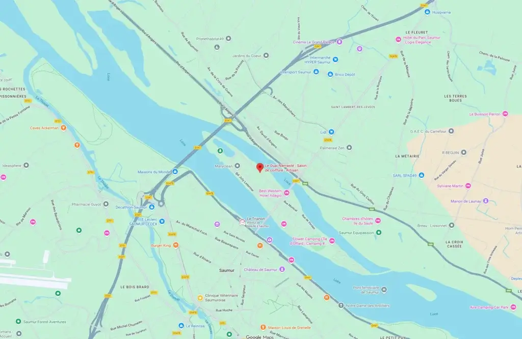 Plan pour se rendre au salon Le Quai Namaste à Saumur